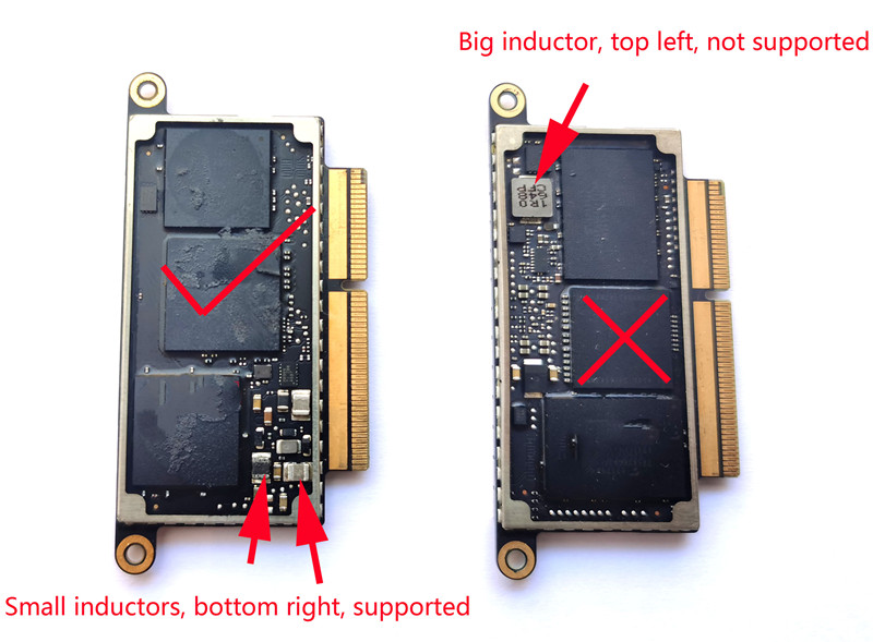 Funktionsfejl for mig Brawl MacBook Pro A1708 PCIe SSD Types